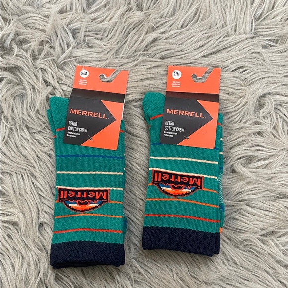 Merrell Accessories - Merrell Retro Cotton Crew Socks - Teal and Navy